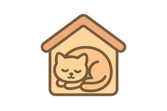 icone de chat qui dort dans sa maison