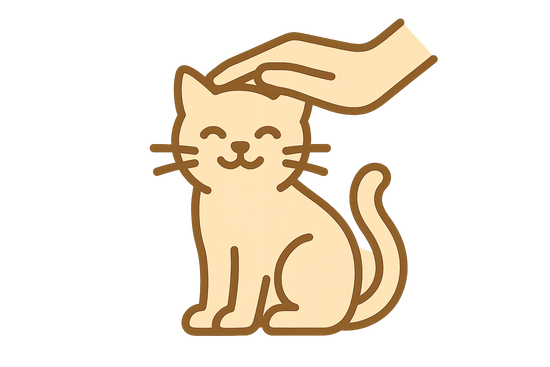 icone d'un chat beige qui se fait caresser par un humain